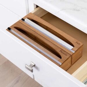 Seville Classics Bamboo Food Wrap Dispenser 2-PC Set